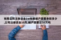 有限公司注册资金1w如果破产需要承担多少,公司注册资金10万,破产需要还50万吗