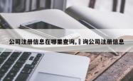 公司注册信息在哪里查询,査询公司注册信息